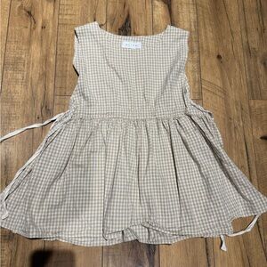Olive Faye ribbon tan gingham side tie vest